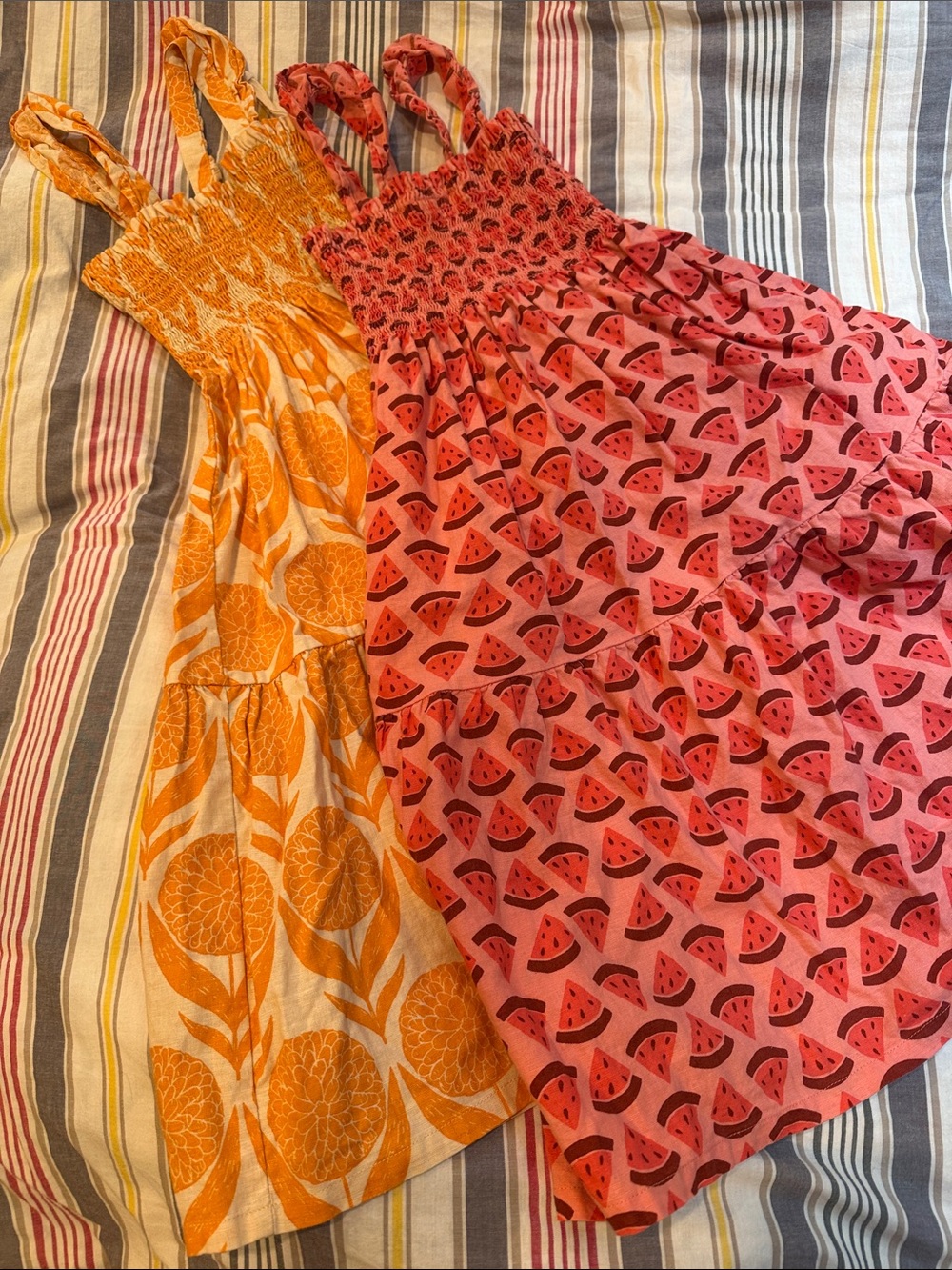 Tea Collection Orange Floral & Pink Watermelon Sundress Set